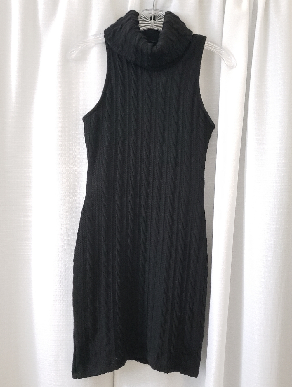 Small Trac Black Knit Sleeveless Turtleneck Stretchy Sweater Midi Dress